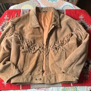 Vintage Mirage Tan Suede Fringe Jacket XL
